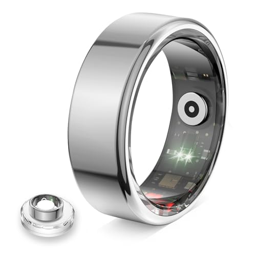 Govllfoz Smart Ring for Women & Men Sleep Monitoring, Step Counter, Calorie&Distance Tracking, 7-Day Battery, Magnetic Charging, for ios & Android，IP68 Waterproof (Silver, #9)