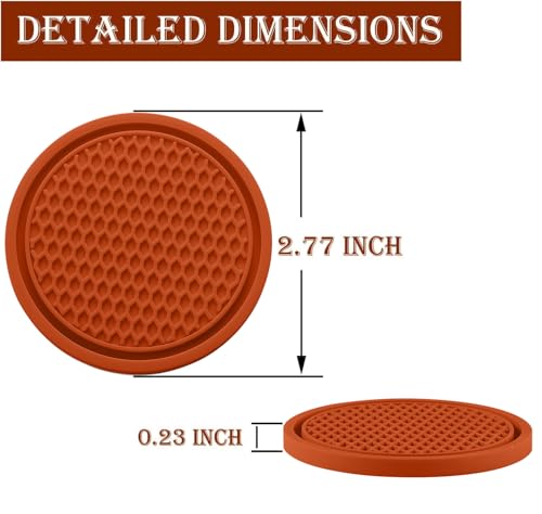 SINGARO Car Cup Coasters, 4 Pcs Universal Non-Slip Cup Holder Decorative Coasters Embedded in Car Interior Accessories, Orange