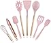 Silikonowa łopatka do gotowania nieprzywierająca łyżka ośmioczęściowy zestaw akcesoriów kuchennych z uchwytem w kolorze różowego złota przybory kuchenne
