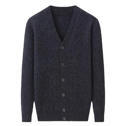 Men V-Neck Solid Wool Sweater Buttons Cardigan Knit Sweater Long Sleeve Warm Casual Jumpers