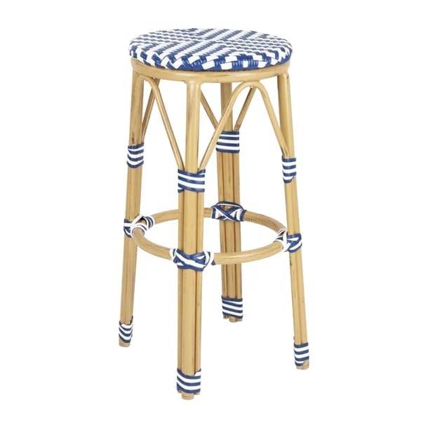 Tabouret de bar en rotin PE bleu Bolero (lot de 2) pour comptoir