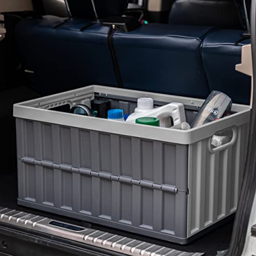 Citylife 2er Set 64L Faltbare Campingbox Aufbewahrungsbox mit Deckel, Collapsible Storage Bins für die Organisation große Heavy Outdoor, Bad, Küche, Büro, Wohnzimmer (grau)