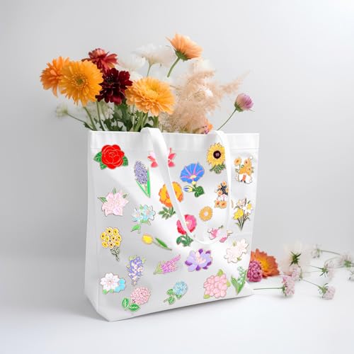 giegxin 40 pcs flower enamel pins for backpacks floral lapel pins bulk cute wildflower rose spring sunflower tulip lily hydrangeas brooch for women girl hat clothes bags accessories gifts