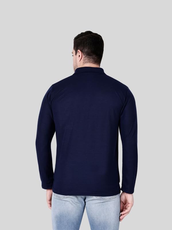 Image of Full Sleeve Men's Polo T-Shirt | Regular Fit, Soft & Breathable Cotton Blend Fabric | Classic Polo Collar, Casual & Office Wear | Available in Sizes M to 6XL, Multiple Colors
