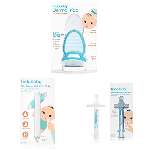 Image of Frida Baby The 3-Step Cradle Cap System & 3-in-1 Nose, Nail + Ear Picker by Frida Baby the Makers of NoseFrida the SnotSucker & Medi Frida the Accu-Dose Pacifier Baby Medicine Dispenser