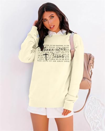 MNLYBABY Christian Sweatshirt Women Jesus Sweater Christian Faith Shirt There Was Jesus Religious Long Sleeve Pullover Tops4