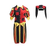 Diajosa cos Renaissance Court Jester Costume Women Men Medieval Ren Faire Jester Costume Circus Clown Outfit with Hat (Women, S)