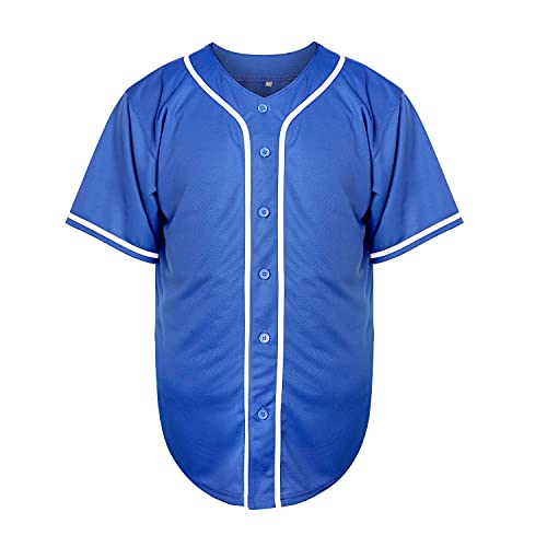 Blank Jersey Button-Down Baseball Shirt for Men