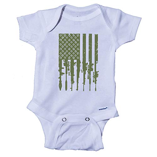 Image of Ink Trendz Distressed American Military & Hunting Themed Freedom Onepiece Bodysuit Baby Onesie
