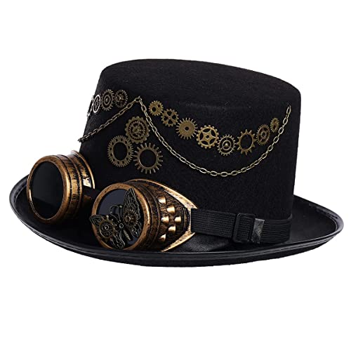 COSDREAMER Steampunk Top Hüte Goggle Gear Hut für Damen und Herren Gr. large, Schwarz (58cm, Schwarz 2) Cover