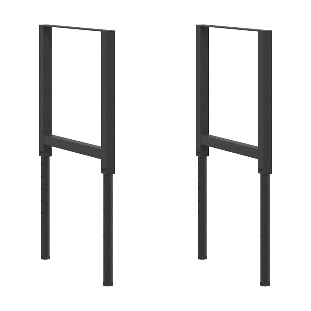 vidaXL Estructuras de Banco de Trabajo, Juego de 2, Extensible 55x(69–95,5) cm, Metal con Recubrimiento en Polvo, Negro, Altura Ajustable, Estilo Industrial, para Espacio de Trabajo en Casa o Mesa