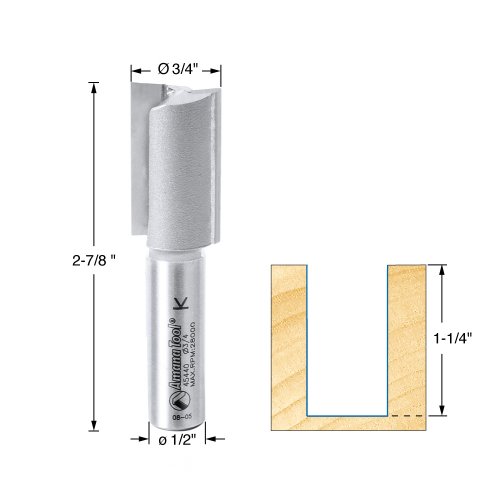 Image of Amana Tool - 45440 Carbide Tipped Straight Plunge 3 /4 Dia x 1-1 /4 x 1 /2 inch Shank