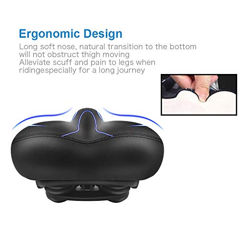 BLUEWIND Bike Seat, Most Comfortable Bicycle Seat Memory Foam Waterproof Bicycle Saddle - Dual Shock Absorbing - Best Stock Bicycle Seat Replacement for Mountain Bikes, Road Bikes (Blue)