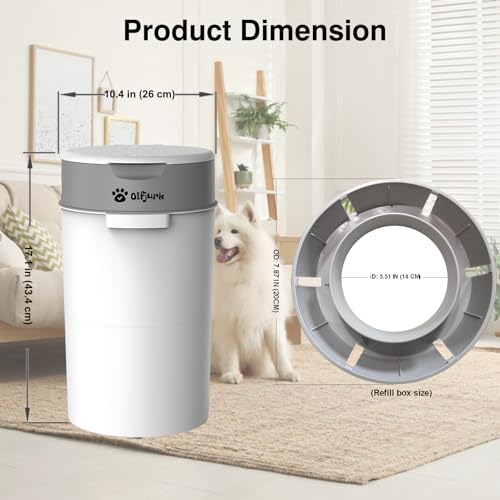 Olfjurk Pet Trash Can| Dog Waste Disposal System for Outdoor and Indoor Odor Control | Dog Poop Trash can | Includes 4 Square Refill Bag
