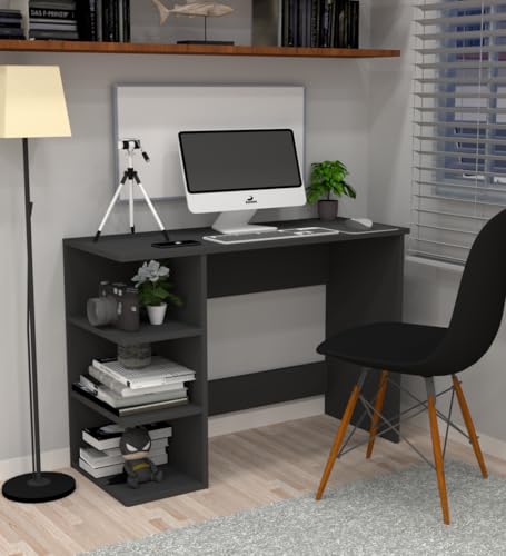 Image of SPECIALITY PANELS Modern Study Desk with 3 Shelves, Walnut Brown, Engineered Wood, 103x40x72 cm, Compact Design, Rectangular