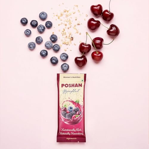 Image of POSHAN Women's Nutrition Berryblast Protein Bar, 40 g | 8g Protein with 4G Fiber |No Added Sugar, 100% Vegetarian & Gluten-Free| Made with Dates, Ragi and Superfoods|No Trans Fat |Pack of 3