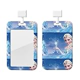 [YooKlNY] アナと雪の女王 パスケース 定期入れ Idカードケース 縦型 かわいい ネームホルダー ネックストラップ 社員証 携帯便利 通勤 通学 プレゼント 飾り