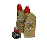 Cambio de aceite Set 2 litros Castrol SAE 10 W de 40 Power 1 4t Incluye Filtro de aceite HiFlo hf131 para Suzuki, Kreidler, Sachs, Hyosung GA 125, RT 125, GT 250