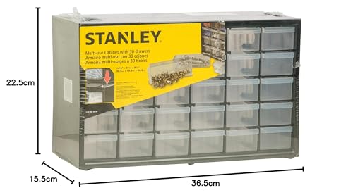Stanley 1-93-980 Organiseur 30 Casiers sur 5 Étages, 36,5 x 15,5 x 22,5 cm & 1-93-978 Organiseur 9 Compartiments - 3 Étages - Ossature en Polypropylène Résistant, 21.3 X 36.5 X 15.5 Cm