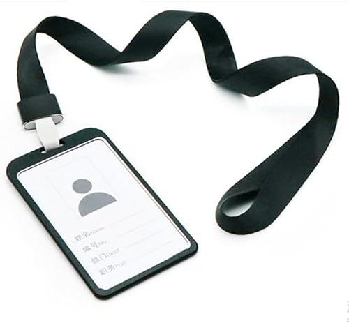 Name Card/ID Badge Holder with Lanyard, ID Card Holder/Identity Card Holder/Staff ID Holder/Student ID Holder -Black Portrait