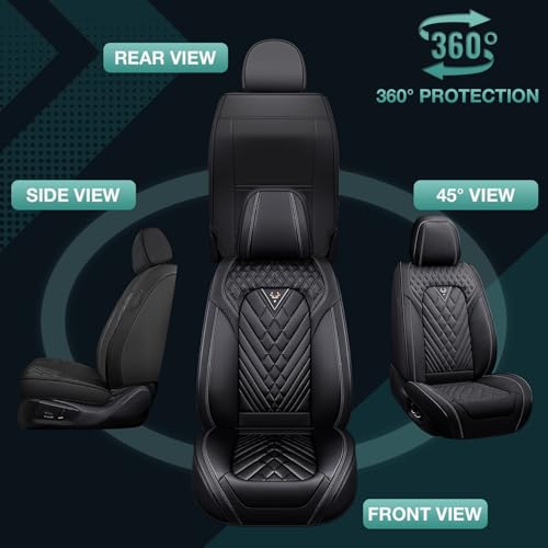 Car Seat Covers for Audi S5 2008-2026, Premium Nappa Leather Car Seat Covers, Airbag Compatible & Anti-Slip Car Seat Covers Sets(2 Seats/Black) - Image 6