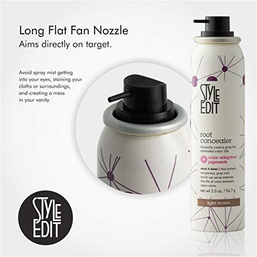 Style Edit Light Brown Root Concealer Touch Up Spray - Temporary And Instantly Covers Grey Hair, Pack of 1