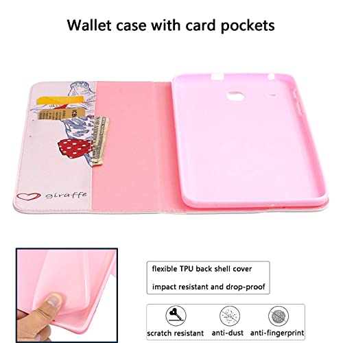 Uucovers Case For Samsung Galaxy Tab E 8.0 Inch Sm-T377/ T375/ T377 A//V/P/ T378 Tablet 2016, Slim Pu Leather Folio Stand Tpu Back Shockproof Cover With Card Slots Pocket Wallet Pencil, Pink Giraffe #TOP4