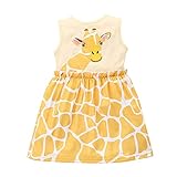 Huihong Kleinkind Baby Mädchen Sommerkleid Ärmellos Karikatur Giraffe Print Kleid Strandkleid Freizeitkleid Kleider Kinderkleidung (Gelb, 3 Jahre)