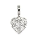 La parte posterior del colgante en forma de corazón de plata ofrece espacio para tu dedicación personal y complementa la parte frontal especial engastada con piedras