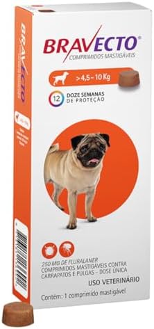 Anti Pulgas e Carrapatos Bravecto para Cães de 4,5 a 10 kg - 250 ...