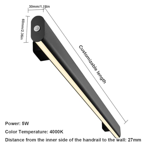 Main courante d'escalier à LED design en aluminium de 1.8m