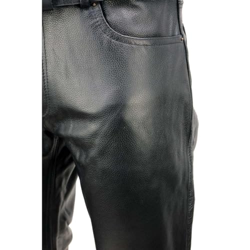 Milwaukee Leather | Calça masculina de couro de ajuste clássico com 5 bolsos - Calça de motociclista