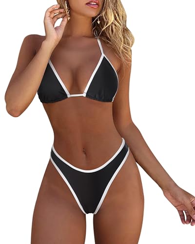 Image of MOSHENGQI Women Sexy Brazilian Bikini 2 Piece Spaghetti Strap Top Thong Swimsuit Bathing Suit
