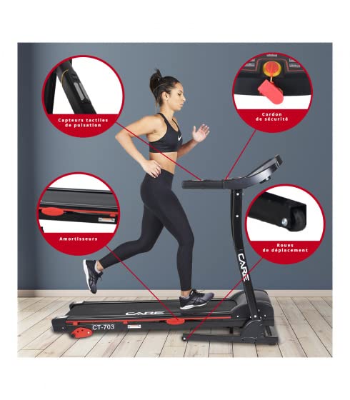 Care Fitness – Laufband, faltbar, motorisiert, CT-703 – Bis zu 16 km/h - Gehen, Fußball und Laufen zu Hause - 18… – Bild 3