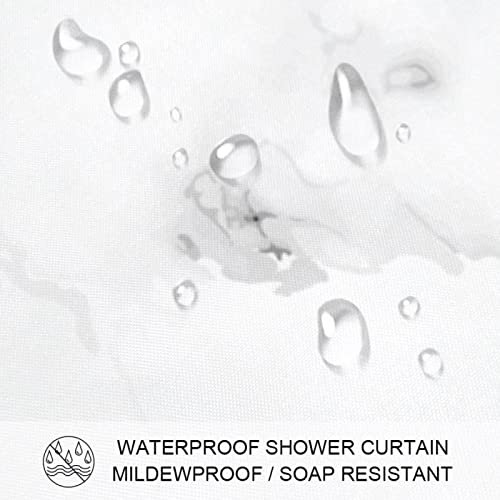 Rideau de douche lavable anti éclaboussure blanc effet marbre chic