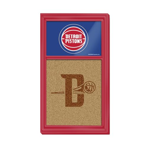 The Fan-Brand NBA Detroit Pistons: Dual Logo - Cork Note Board- Sports Decor for Home, Game Room, Fan Cave & Garage - USA Made