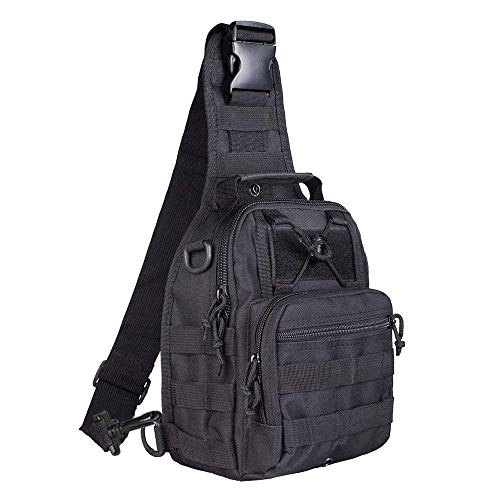 Begrit Tactical Shoulder Bag Sling Chest Pack Outdoor Sports Backpack Multi-Purpose Daypack For Riding Camping Trekking Hiking Hunting,Black #TOP25