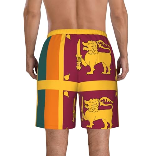Sri Lanka Flag Print Mens Swim Trunks Quick Dry Swim Shorts Swimsuits with Pockets Beach Shorts for Men3