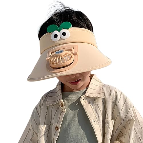 Solar Powered Fan Hat for Kid with 1 Removable Fans Wide Brim Sun Hat for Outdoor, Hiking Gardening, USB Solar Charging