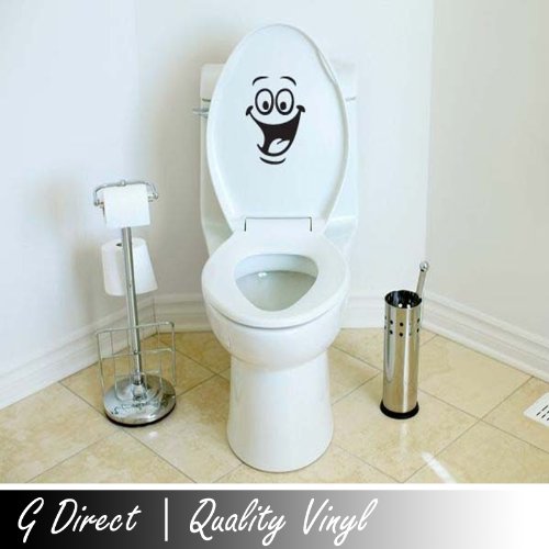 G Direct Funny Smiley Face for Toilet Laptop Bathcamera WC Car Van Vinyl Sticker Transfer