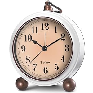 Analog Alarm ClockBattery Powered Desk Clocks with Night LightSilent Non TickingRetro Simply Design Alarm Clocks for Living Room Bedroom BedsideDormitoryDecorGift White