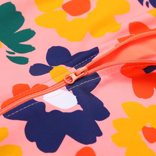 Image of HUAANIUE Baby /Toddler Girls Long Sleeve Zipper Closure Swimsuit One Piece Swimwear with UPF50+ Sun Protection