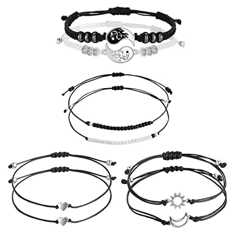 Yolev 8 Piece Yin Yang Adjustable Cord Bracelets Cover