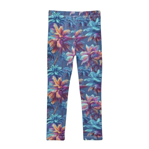 Girls Leggings Palm Tree Blue Soft Toddler Leggings for Girls Kids Pants Size 4T-10T2