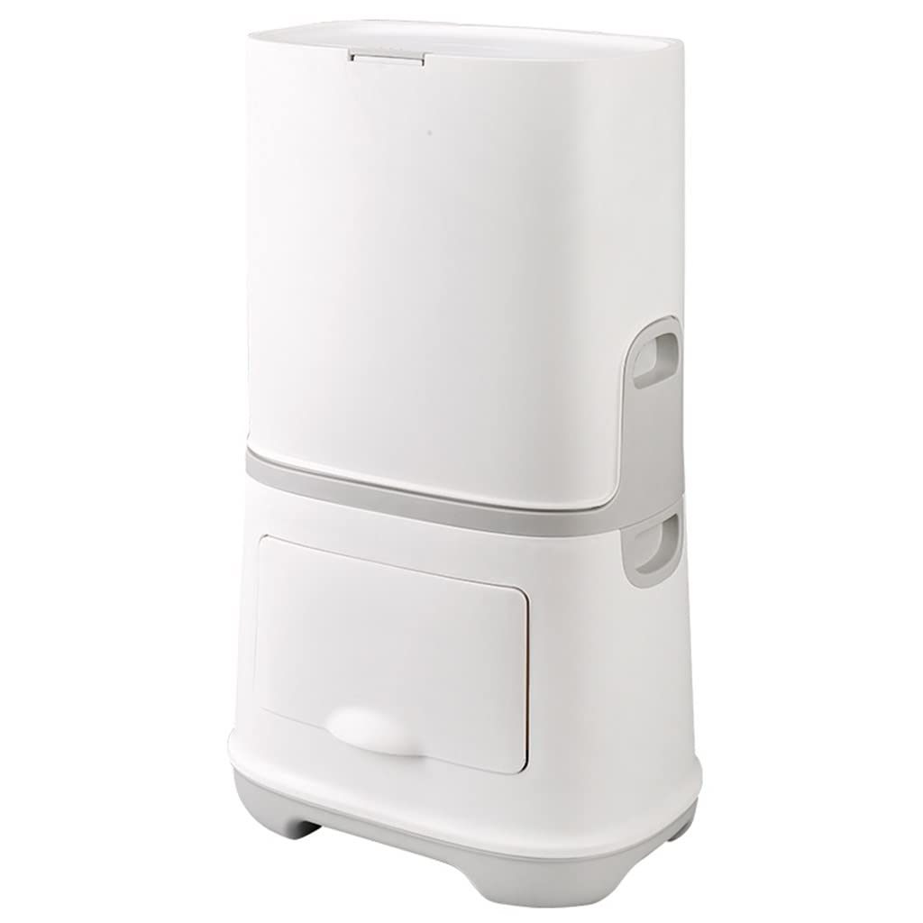 GIZNXBA Papelera Baño De Plástico 20L Cubo De Basura Cocina con Tapa Papelera Moderna Delgada para Huecos Estrechos con 2 Compartimentos para Baño Dormitorio Oficina Salón (Color : /White)