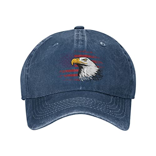 USA Eagle Cool Flag - Gorra de béisbol para hombre, ajustable, lavada, de mezclilla lavada, de perfil bajo, para hombre, azul marino, Talla única