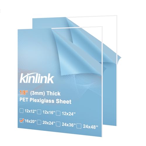 Image of 16x20 Plexiglass Sheets 1 /8 inch Thick, 3mm Clear PET Plastic Sheet for DIY Project, Craft, Table top, Picture Frame, Acrylic Sign and Wedding Invitation 2 Pack