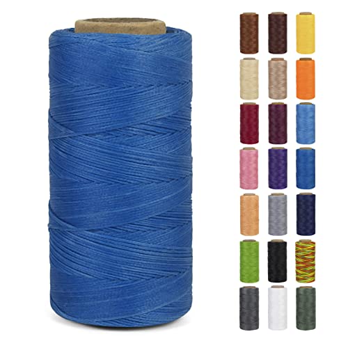 LEREATI Waxed Thread, 284 Yards 150D 0.8mm Leather Sewing Thread Flat Waxed Cord