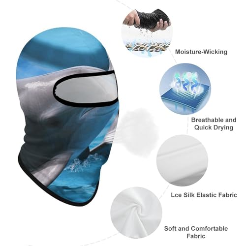 Balaclava para hombre, máscara para esquí y ciclismo, cubreboca con diseño de dos delfines en el agua, ideal para invierno miniatura 3