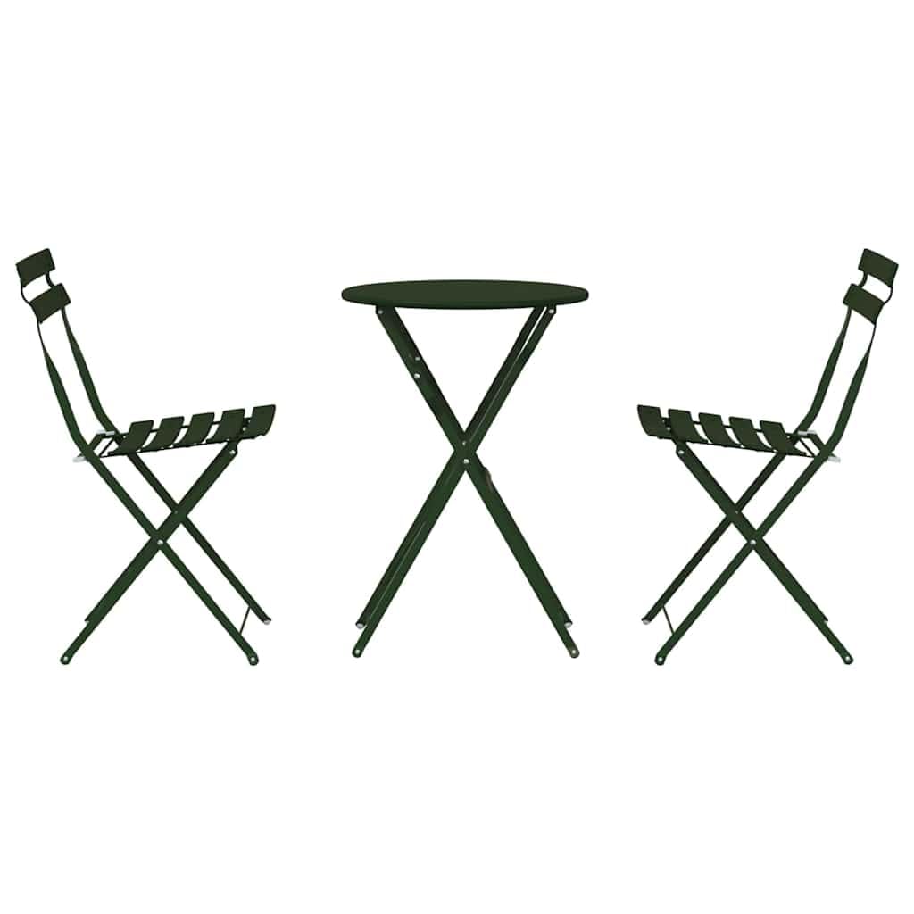 Fengshui Set da bistrot pieghevole in acciaio, 3 pezzi, tavolo 50 x 50 x 71 cm, sedie 42 x 46 x 82 cm
